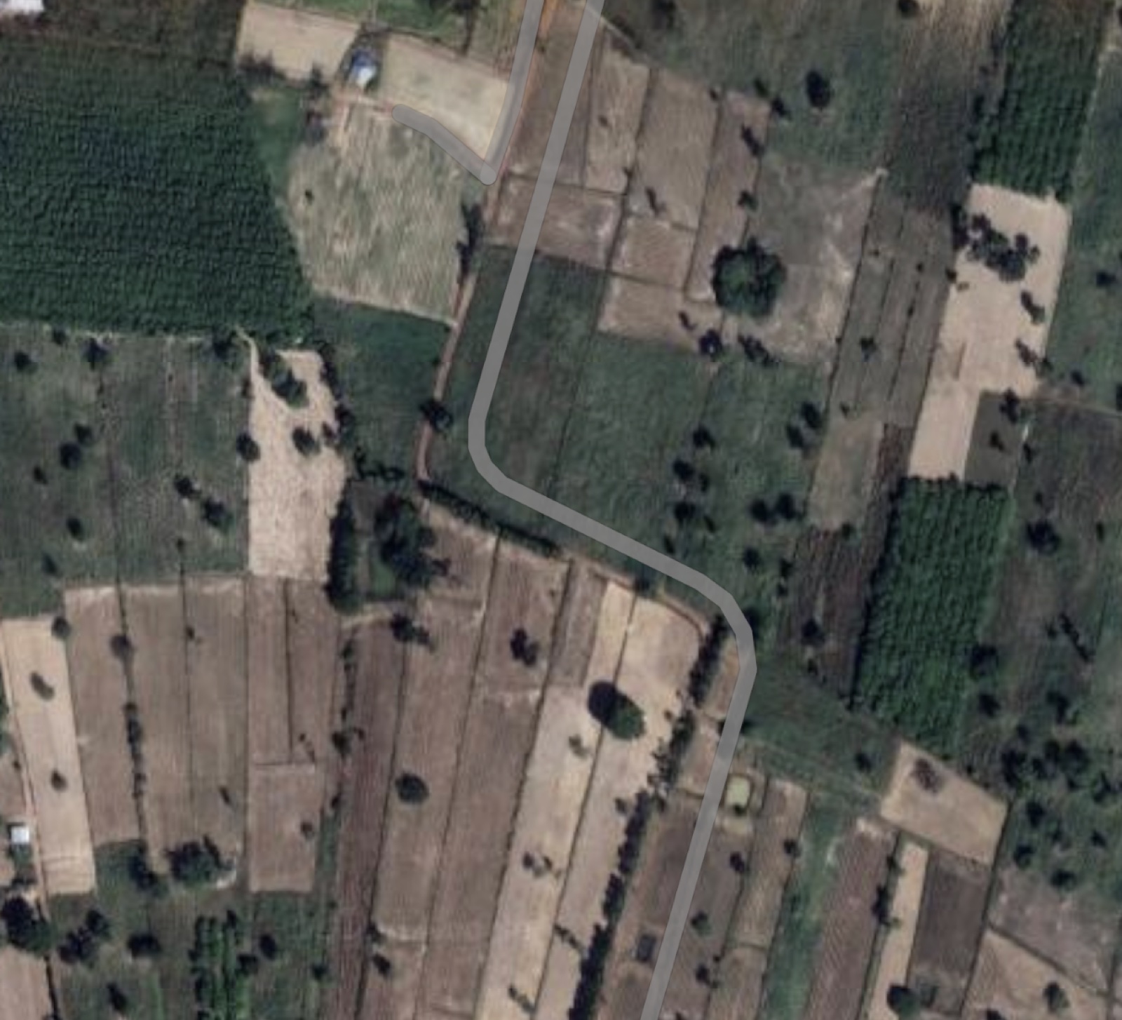 Incorrectly mapped road in Thailand overlaid on satellite mode